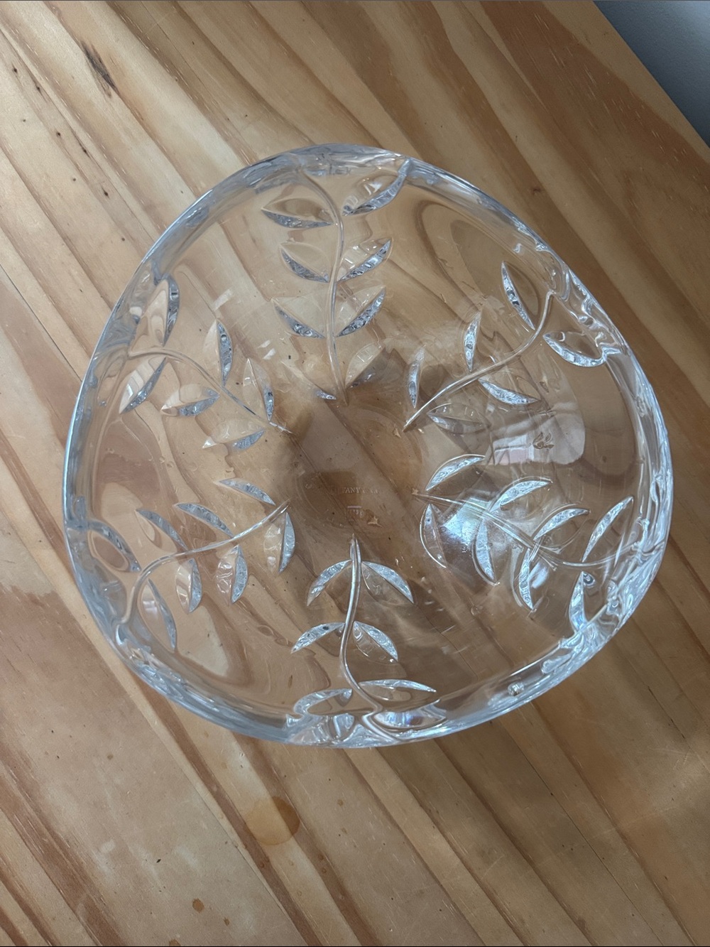 Vintage Tiffany & Co. Crystal Candy Dish or Nut Bowl with Leaf Motif
